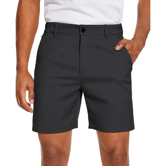 PULI Men's Golf Dress Shorts 34 Black Flat Front 7" Lightweight Quick Dry UPF 50 - Picture 1 of 16